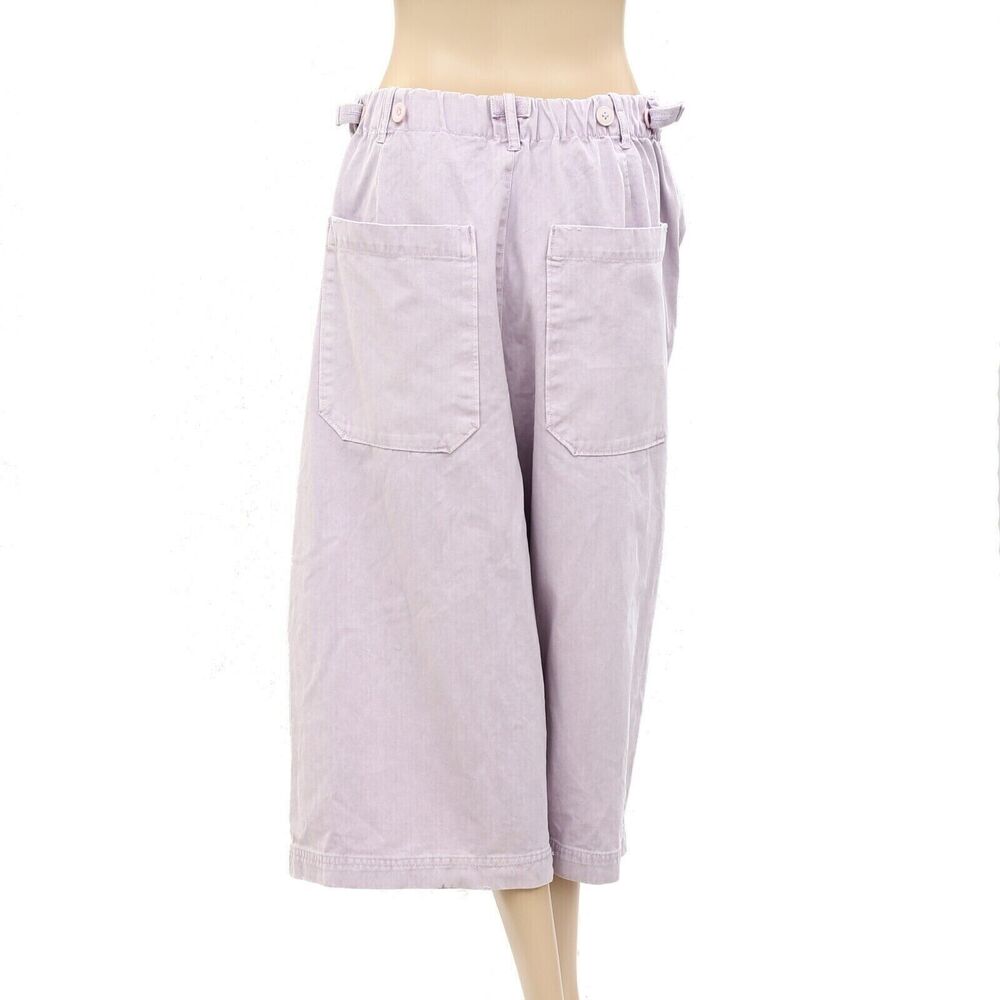 Free People Hard Rain Gaucho Pants Cropped Lavender Wide-Leg Cotton S-4 286785 - Picture 7 of 9